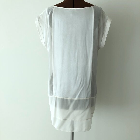 Eileen Fisher Silvery White Silk Sheer/Semi Sheer Tunic - Picture 3 of 5